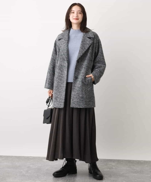 MK MICHEL KLEIN(エムケーミッシェルクラン)の「グレンチェック柄スライバーコート/雑誌掲アイテム(チェスターコート・レディース・ブラウン/グレー・38)」の9枚目の写真