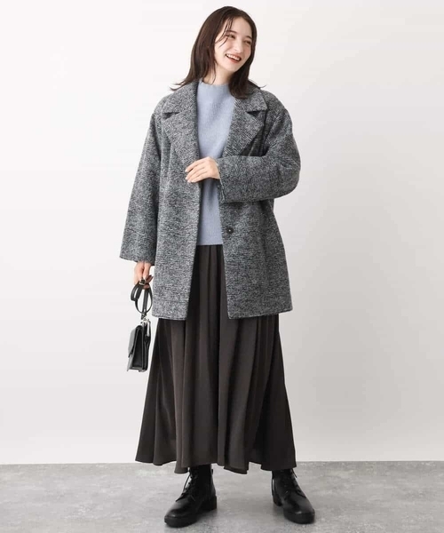MK MICHEL KLEIN(エムケーミッシェルクラン)の「グレンチェック柄スライバーコート/雑誌掲アイテム(チェスターコート・レディース・ブラウン/グレー・38)」の10枚目の写真