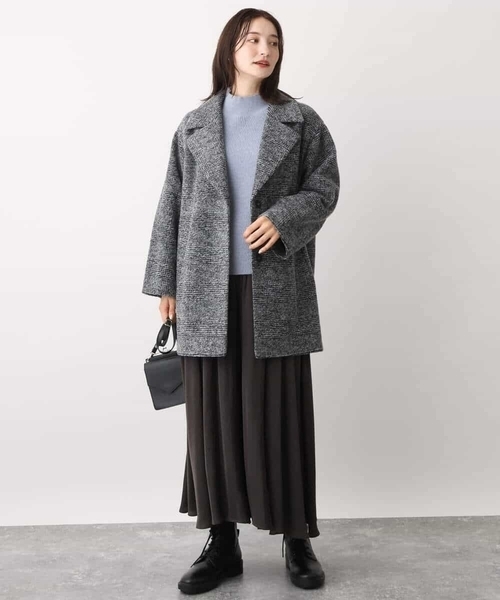 MK MICHEL KLEIN(エムケーミッシェルクラン)の「グレンチェック柄スライバーコート/雑誌掲アイテム(チェスターコート・レディース・ブラウン/グレー・38)」の11枚目の写真