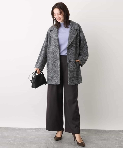 MK MICHEL KLEIN(エムケーミッシェルクラン)の「グレンチェック柄スライバーコート/雑誌掲アイテム(チェスターコート・レディース・ブラウン/グレー・38)」の12枚目の写真