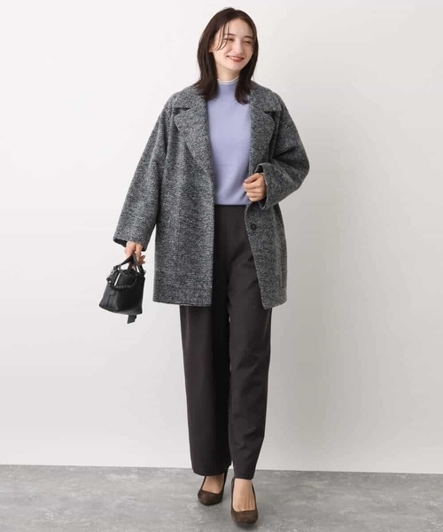 MK MICHEL KLEIN(エムケーミッシェルクラン)の「グレンチェック柄スライバーコート/雑誌掲アイテム(チェスターコート・レディース・ブラウン/グレー・38)」の14枚目の写真