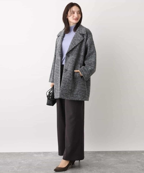 MK MICHEL KLEIN(エムケーミッシェルクラン)の「グレンチェック柄スライバーコート/雑誌掲アイテム(チェスターコート・レディース・ブラウン/グレー・38)」の15枚目の写真