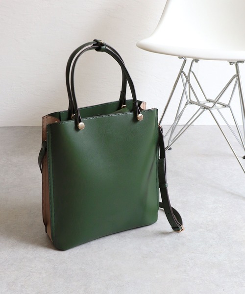 MIAN （ミアン）の「CLIVIA / 縦型A4トートバッグ（トートバッグ・レディース・モカ/ブラック/グレー/アイボリー/グリーン・FREE）」の5枚目の写真