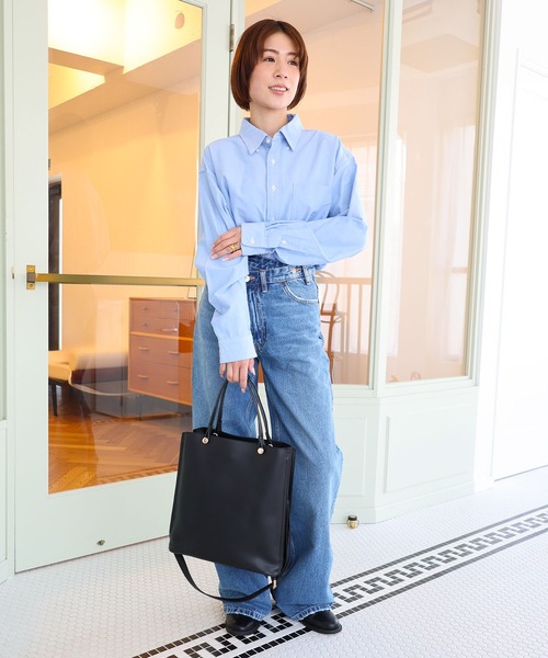 MIAN （ミアン）の「CLIVIA / 縦型A4トートバッグ（トートバッグ・レディース・モカ/ブラック/グレー/アイボリー/グリーン・FREE）」の11枚目の写真