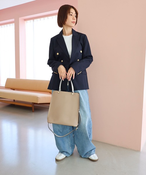 MIAN （ミアン）の「CLIVIA / 縦型A4トートバッグ（トートバッグ・レディース・モカ/ブラック/グレー/アイボリー/グリーン・FREE）」の12枚目の写真