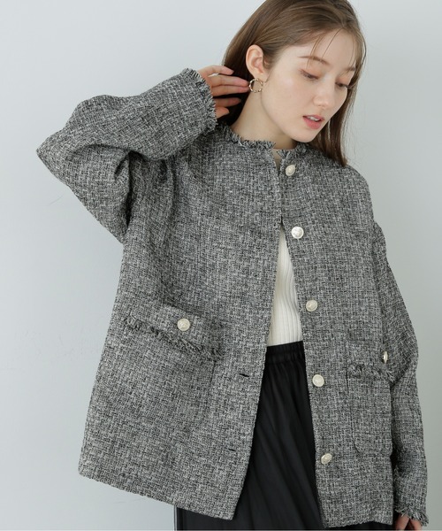 N.(N. Natural Beauty Basic)(エヌエヌナチュラルビューティーベーシック)の「【S Size Line】◆ライトツイードジャケット(その他アウター・レディース・ブラック×ホワイト/グレー・SMALL/MEDIUM)」の18枚目の写真
