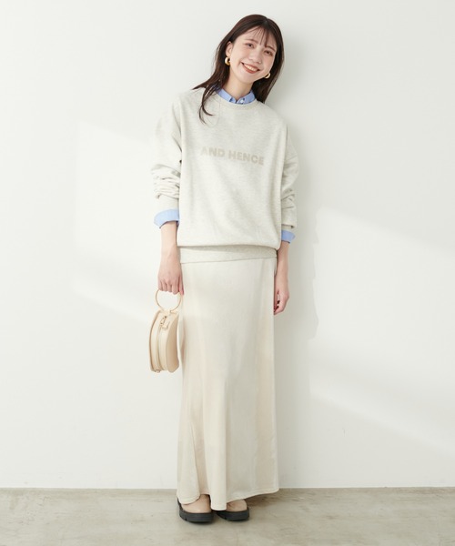 natural couture（ナチュラルクチュール）の「カレッジロゴ裏毛プルオーバー（スウェット・レディース・ボルドー/ネイビー/オートミール/ライトベージュ・FREE）」の8枚目の写真