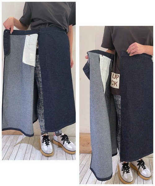 OLD BETTY'S(オールドベティーズ)の「【OLD BETTY’S】Denim Painter Wrap Skirt(スカート・レディース・インディゴブルー・FREE)」の14枚目の写真