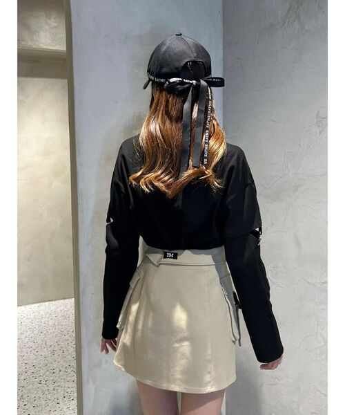 EATME（イートミー）の「ガーターデザインカットアウトTシャツ（Tシャツ/カットソー・レディース・オフホワイト/ブルー/ブラック・FREE）」の8枚目の写真