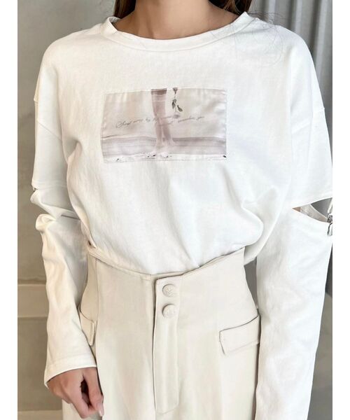 EATME（イートミー）の「ガーターデザインカットアウトTシャツ（Tシャツ/カットソー・レディース・オフホワイト/ブルー/ブラック・FREE）」の11枚目の写真