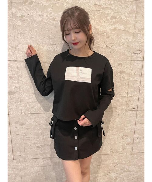 EATME（イートミー）の「ガーターデザインカットアウトTシャツ（Tシャツ/カットソー・レディース・オフホワイト/ブルー/ブラック・FREE）」の21枚目の写真