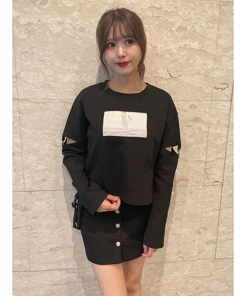 EATME（イートミー）の「ガーターデザインカットアウトTシャツ（Tシャツ/カットソー・レディース・オフホワイト/ブルー/ブラック・FREE）」の22枚目の写真