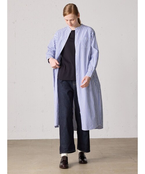 MidiUmi（ミディウミ）の「MidiUmi ワイドシャツワンピース（シャツワンピース・レディース・ブラック/オフホワイト/ブルー・FREE）」の19枚目の写真