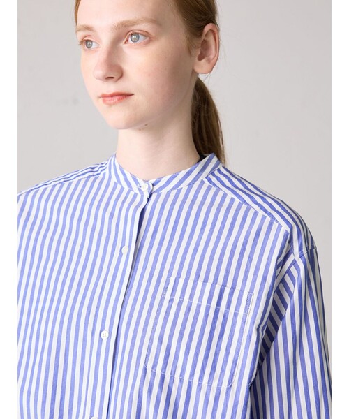 MidiUmi（ミディウミ）の「MidiUmi ワイドシャツワンピース（シャツワンピース・レディース・ブラック/オフホワイト/ブルー・FREE）」の5枚目の写真