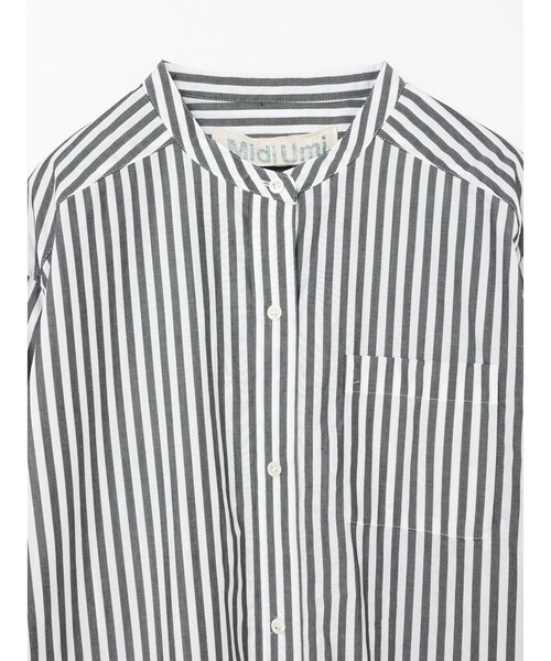 MidiUmi（ミディウミ）の「MidiUmi ワイドシャツワンピース（シャツワンピース・レディース・ブラック/オフホワイト/ブルー・FREE）」の7枚目の写真