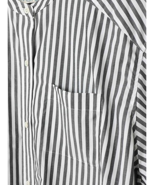 MidiUmi（ミディウミ）の「MidiUmi ワイドシャツワンピース（シャツワンピース・レディース・ブラック/オフホワイト/ブルー・FREE）」の9枚目の写真