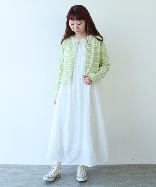 bulle de savon ビュルデサボン リネンロングカーディガン サイズF セール】裏毛ボーダーカーディガン（Tシャツ/カットソー