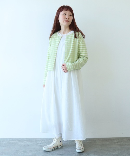 bulle de savon（ビュルデサボン）の「裏毛ボーダーカーディガン（Tシャツ/カットソー・レディース・ピンク/カーキ・FREE）」の13枚目の写真