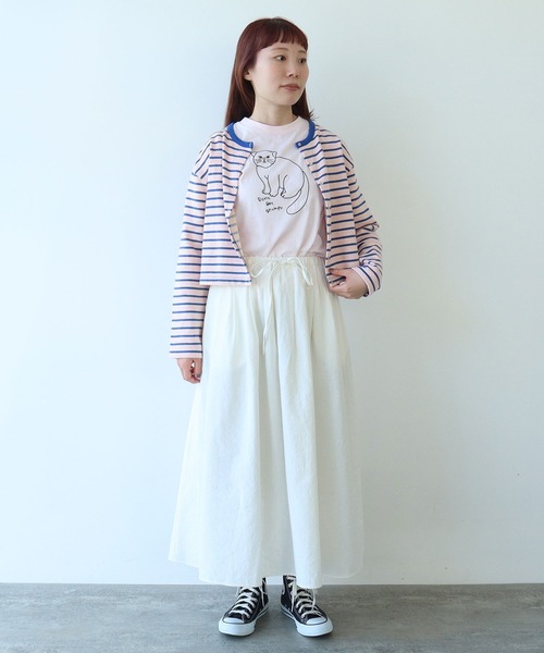 bulle de savon ビュルデサボン リネンロングカーディガン サイズF セール】裏毛ボーダーカーディガン（Tシャツ/カットソー