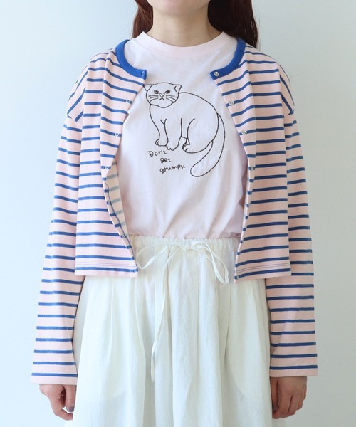 bulle de savon（ビュルデサボン）の「裏毛ボーダーカーディガン（Tシャツ/カットソー・レディース・ピンク/カーキ・FREE）」の20枚目の写真