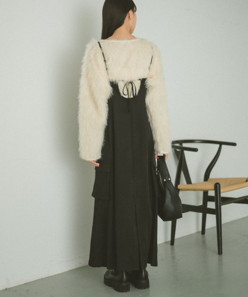 VANNIE U(ヴァニーユー)の「アウトポケットキャミワンピース(ワンピース・レディース・ブラック/グレー・FREE)」の12枚目の写真