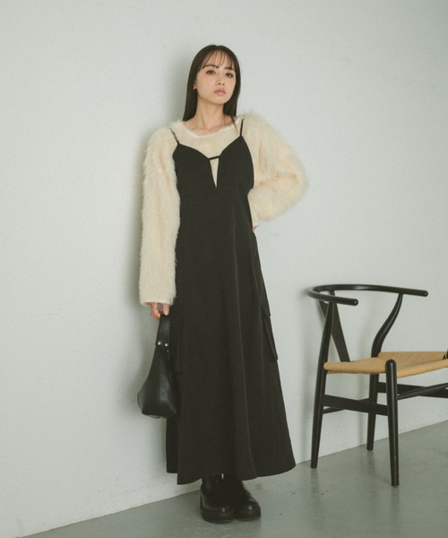 VANNIE U(ヴァニーユー)の「アウトポケットキャミワンピース(ワンピース・レディース・ブラック/グレー・FREE)」の8枚目の写真