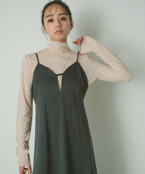 VANNIE U(ヴァニーユー)の「アウトポケットキャミワンピース(ワンピース・レディース・ブラック/グレー・FREE)」の5枚目の写真