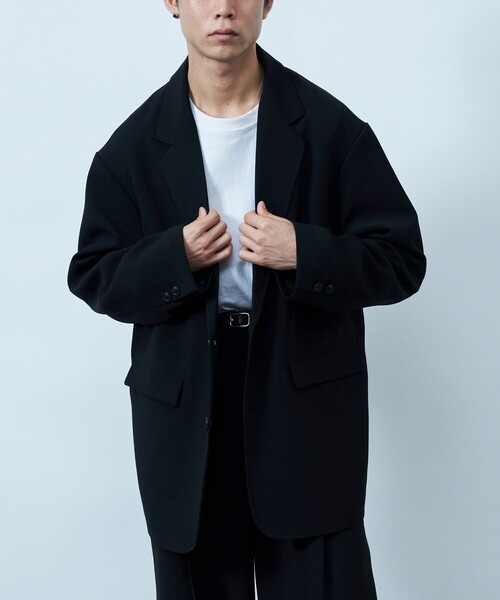 ブラック テーラードジャケット シングルボタン フランネル シングル2ボタン テーラードジャケット COMFORT EASY