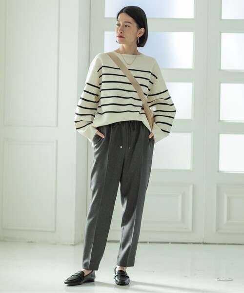 OPAQUE.CLIP(オペークドットクリップ)の「◆≪SS-LLsize≫ イージーテーパードパンツ/メランジツイル【ストレッチ/イージーケア/洗濯機洗い可】(その他パンツ・レディース・チャコールグレー/ライトベージュ/ブラック・38/42/34/40/36)」の4枚目の写真