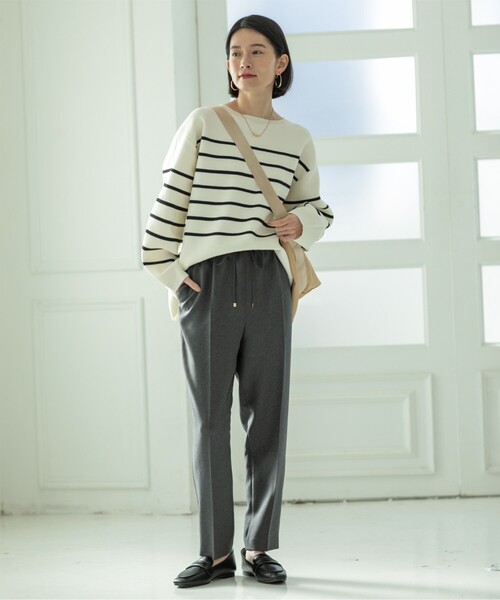 OPAQUE.CLIP(オペークドットクリップ)の「◆≪SS-LLsize≫ イージーテーパードパンツ/メランジツイル【ストレッチ/イージーケア/洗濯機洗い可】(その他パンツ・レディース・チャコールグレー/ライトベージュ/ブラック・38/42/34/40/36)」の5枚目の写真