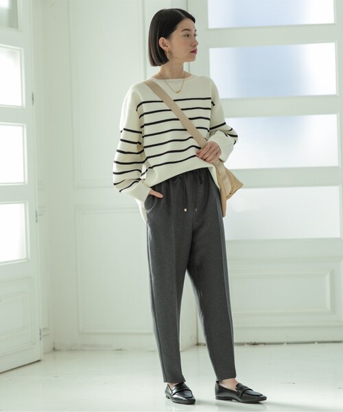 OPAQUE.CLIP(オペークドットクリップ)の「◆≪SS-LLsize≫ イージーテーパードパンツ/メランジツイル【ストレッチ/イージーケア/洗濯機洗い可】(その他パンツ・レディース・チャコールグレー/ライトベージュ/ブラック・38/42/34/40/36)」の6枚目の写真