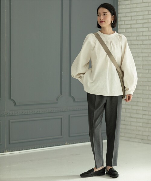 OPAQUE.CLIP(オペークドットクリップ)の「◆≪SS-LLsize≫ イージーテーパードパンツ/メランジツイル【ストレッチ/イージーケア/洗濯機洗い可】(その他パンツ・レディース・チャコールグレー/ライトベージュ/ブラック・38/42/34/40/36)」の8枚目の写真