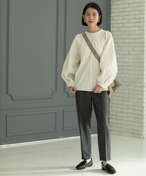 OPAQUE.CLIP(オペークドットクリップ)の「◆≪SS-LLsize≫ イージーテーパードパンツ/メランジツイル【ストレッチ/イージーケア/洗濯機洗い可】(その他パンツ・レディース・チャコールグレー/ライトベージュ/ブラック・38/42/34/40/36)」の9枚目の写真