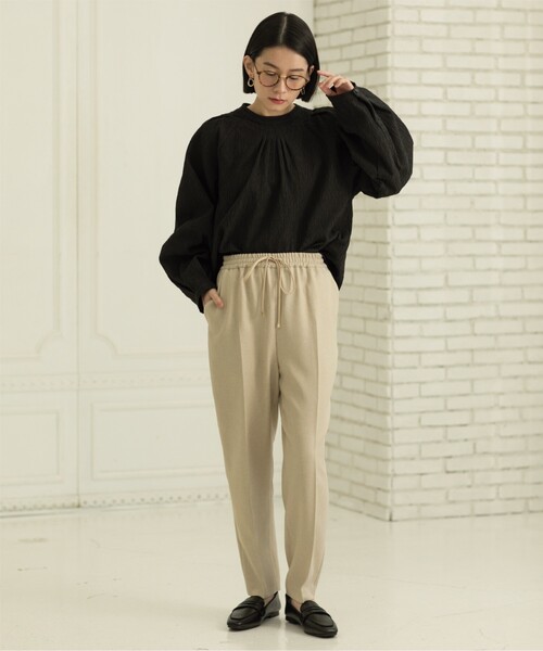OPAQUE.CLIP(オペークドットクリップ)の「◆≪SS-LLsize≫ イージーテーパードパンツ/メランジツイル【ストレッチ/イージーケア/洗濯機洗い可】(その他パンツ・レディース・チャコールグレー/ライトベージュ/ブラック・38/42/34/40/36)」の21枚目の写真
