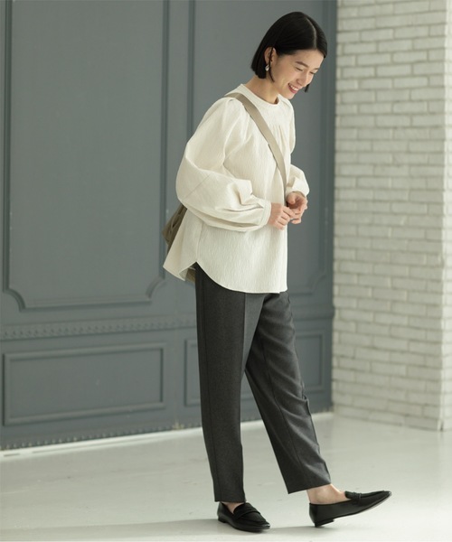 OPAQUE.CLIP(オペークドットクリップ)の「◆≪SS-LLsize≫ イージーテーパードパンツ/メランジツイル【ストレッチ/イージーケア/洗濯機洗い可】(その他パンツ・レディース・チャコールグレー/ライトベージュ/ブラック・38/42/34/40/36)」の22枚目の写真