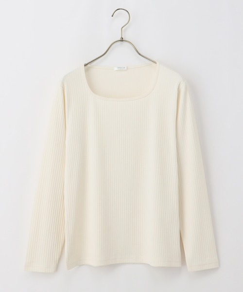 Honeys(ハニーズ)の「オーガニックスクエアネックTシャツ(Tシャツ/カットソー・レディース・ブルー/ベージュ/ライトカーキ/ブラック/アイボリー・M/LL/L)」の17枚目の写真