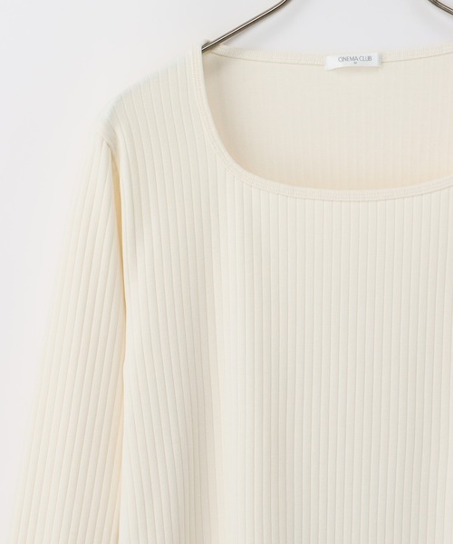 Honeys(ハニーズ)の「オーガニックスクエアネックTシャツ(Tシャツ/カットソー・レディース・ブルー/ベージュ/ライトカーキ/ブラック/アイボリー・M/LL/L)」の18枚目の写真