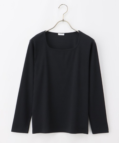 Honeys(ハニーズ)の「オーガニックスクエアネックTシャツ(Tシャツ/カットソー・レディース・ブルー/ベージュ/ライトカーキ/ブラック/アイボリー・M/LL/L)」の19枚目の写真