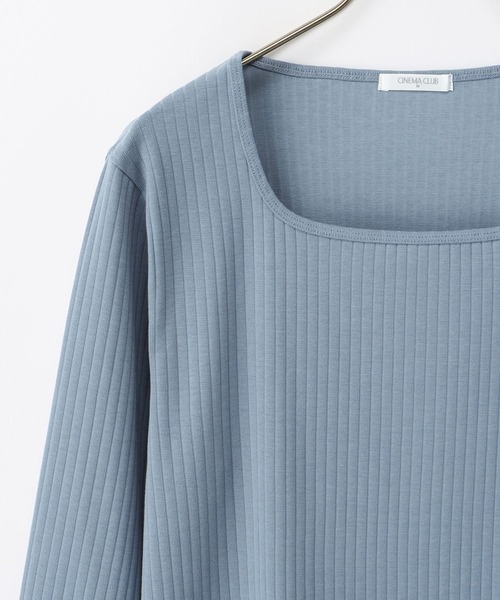 Honeys(ハニーズ)の「オーガニックスクエアネックTシャツ(Tシャツ/カットソー・レディース・ブルー/ベージュ/ライトカーキ/ブラック/アイボリー・M/LL/L)」の22枚目の写真