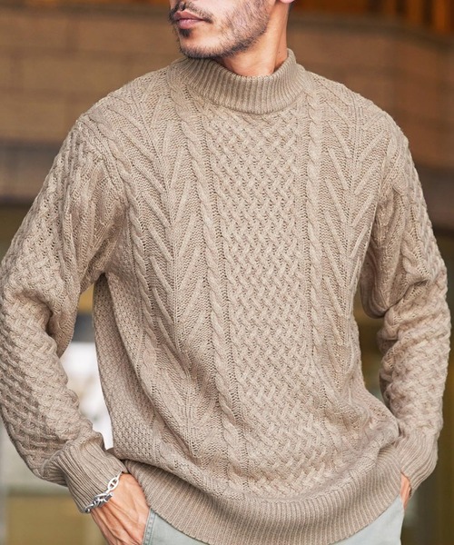 jiggys shop(ジギーズショップ)の「ローゲージ モックネック フィッシャーマン ケーブルニット セーター(ニット/セーター・メンズ・グレー系その他2/ブラック系その他/ブラウン系その他/レッド系その他/ブラック系その他2/グレー系その他3/ホワイト系その他/ブルー系その他2/グレー系その他/ブルー系その他/ベージュ系その他/グレー系その他4/ブルー系その他3/チャコールグレー/ブルー/カーキ/オレンジ/グリーン・LARGE/MEDIUM/X-LARGE/SMALL)」の10枚目の写真