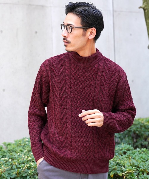 jiggys shop(ジギーズショップ)の「ローゲージ モックネック フィッシャーマン ケーブルニット セーター(ニット/セーター・メンズ・グレー系その他2/ブラック系その他/ブラウン系その他/レッド系その他/ブラック系その他2/グレー系その他3/ホワイト系その他/ブルー系その他2/グレー系その他/ブルー系その他/ベージュ系その他/グレー系その他4/ブルー系その他3/チャコールグレー/ブルー/カーキ/オレンジ/グリーン・LARGE/MEDIUM/X-LARGE/SMALL)」の17枚目の写真