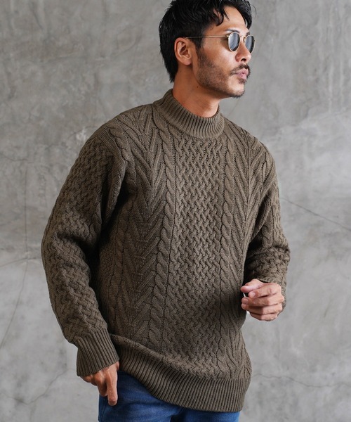 jiggys shop(ジギーズショップ)の「ローゲージ モックネック フィッシャーマン ケーブルニット セーター(ニット/セーター・メンズ・グレー系その他2/ブラック系その他/ブラウン系その他/レッド系その他/ブラック系その他2/グレー系その他3/ホワイト系その他/ブルー系その他2/グレー系その他/ブルー系その他/ベージュ系その他/グレー系その他4/ブルー系その他3/チャコールグレー/ブルー/カーキ/オレンジ/グリーン・LARGE/MEDIUM/X-LARGE/SMALL)」の11枚目の写真