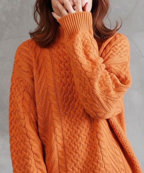 jiggys shop(ジギーズショップ)の「ローゲージ モックネック フィッシャーマン ケーブルニット セーター(ニット/セーター・メンズ・グレー系その他2/ブラック系その他/ブラウン系その他/レッド系その他/ブラック系その他2/グレー系その他3/ホワイト系その他/ブルー系その他2/グレー系その他/ブルー系その他/ベージュ系その他/グレー系その他4/ブルー系その他3/チャコールグレー/ブルー/カーキ/オレンジ/グリーン・LARGE/MEDIUM/X-LARGE/SMALL)」の18枚目の写真