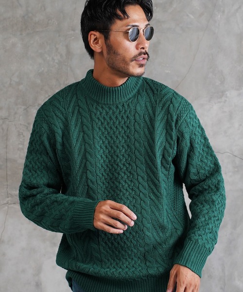 jiggys shop(ジギーズショップ)の「ローゲージ モックネック フィッシャーマン ケーブルニット セーター(ニット/セーター・メンズ・グレー系その他2/ブラック系その他/ブラウン系その他/レッド系その他/ブラック系その他2/グレー系その他3/ホワイト系その他/ブルー系その他2/グレー系その他/ブルー系その他/ベージュ系その他/グレー系その他4/ブルー系その他3/チャコールグレー/ブルー/カーキ/オレンジ/グリーン・LARGE/MEDIUM/X-LARGE/SMALL)」の12枚目の写真