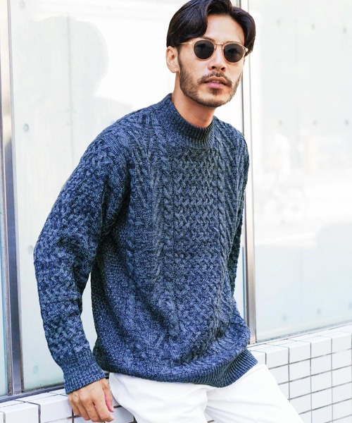 jiggys shop(ジギーズショップ)の「ローゲージ モックネック フィッシャーマン ケーブルニット セーター(ニット/セーター・メンズ・グレー系その他2/ブラック系その他/ブラウン系その他/レッド系その他/ブラック系その他2/グレー系その他3/ホワイト系その他/ブルー系その他2/グレー系その他/ブルー系その他/ベージュ系その他/グレー系その他4/ブルー系その他3/チャコールグレー/ブルー/カーキ/オレンジ/グリーン・LARGE/MEDIUM/X-LARGE/SMALL)」の16枚目の写真