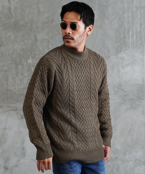 jiggys shop(ジギーズショップ)の「ローゲージ モックネック フィッシャーマン ケーブルニット セーター(ニット/セーター・メンズ・グレー系その他2/ブラック系その他/ブラウン系その他/レッド系その他/ブラック系その他2/グレー系その他3/ホワイト系その他/ブルー系その他2/グレー系その他/ブルー系その他/ベージュ系その他/グレー系その他4/ブルー系その他3/チャコールグレー/ブルー/カーキ/オレンジ/グリーン・LARGE/MEDIUM/X-LARGE/SMALL)」の20枚目の写真