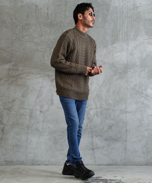 jiggys shop(ジギーズショップ)の「ローゲージ モックネック フィッシャーマン ケーブルニット セーター(ニット/セーター・メンズ・グレー系その他2/ブラック系その他/ブラウン系その他/レッド系その他/ブラック系その他2/グレー系その他3/ホワイト系その他/ブルー系その他2/グレー系その他/ブルー系その他/ベージュ系その他/グレー系その他4/ブルー系その他3/チャコールグレー/ブルー/カーキ/オレンジ/グリーン・LARGE/MEDIUM/X-LARGE/SMALL)」の22枚目の写真