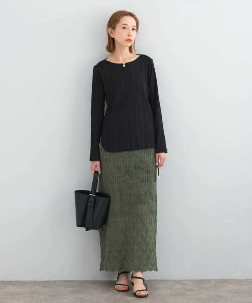 URBAN RESEARCH ROSSO WOMEN（アーバンリサーチ　ロッソ）の「UVカットラウンドヘムテレコプルオーバー（Tシャツ/カットソー・レディース・ブラック/オフホワイト/ベージュ系その他・FREE）」の14枚目の写真