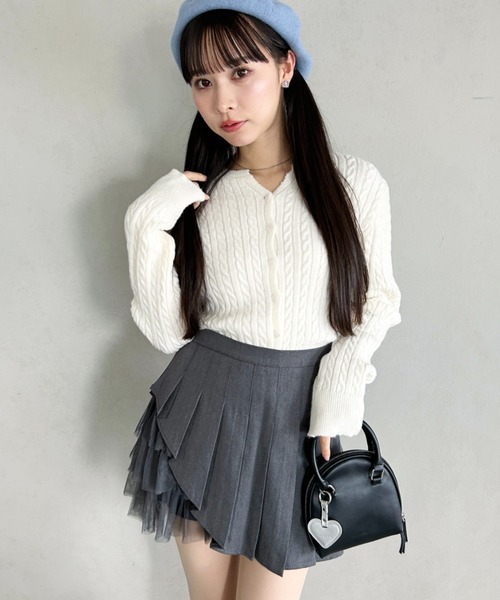 Loueme（ルエム）の「チュールティアードプリーツミニスカパン（スカート・レディース・ブラック/ホワイト/グレー・M/S）」の5枚目の写真