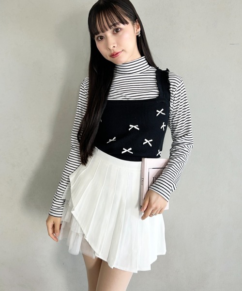 Loueme（ルエム）の「チュールティアードプリーツミニスカパン（スカート・レディース・ブラック/ホワイト/グレー・M/S）」の11枚目の写真